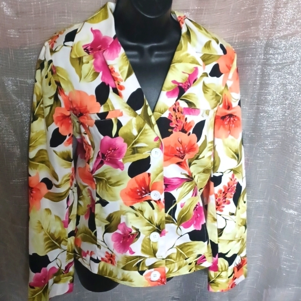 Havana Jack's Cafe Jacket, gorgeous floral, sz S, like new